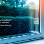 HR++ dubbelglas in een raamkozijn met zichtbare isolatiecoating in een Nederlandse tuin.