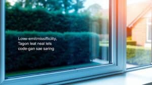 HR++ dubbelglas in een raamkozijn met zichtbare isolatiecoating in een Nederlandse tuin.