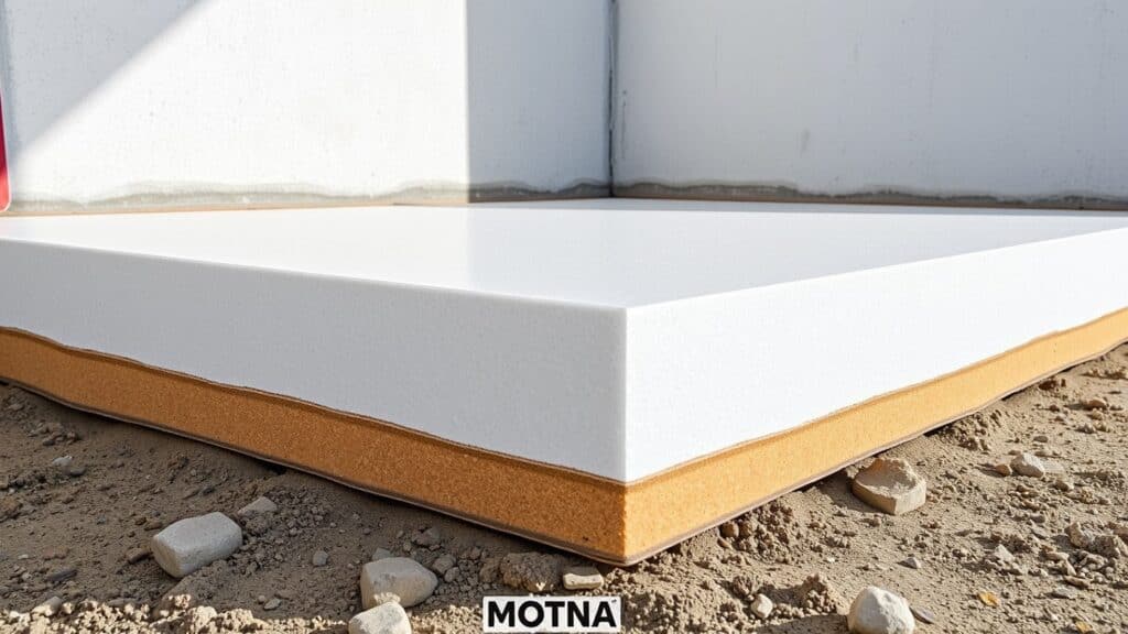 XPS isolatieplaten onder een betonvloer in een Nederlandse woning, zichtbaar in doorsnede.